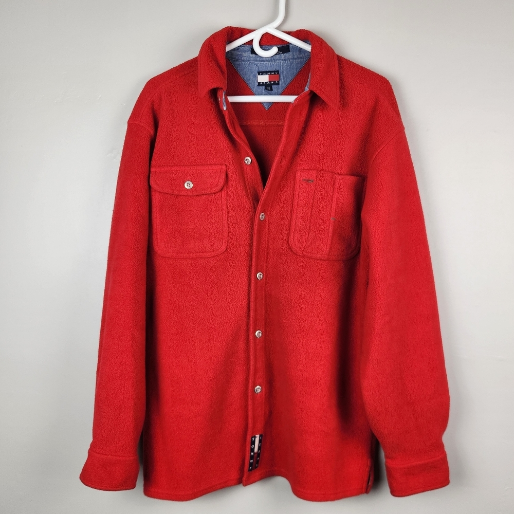 Vintage 90s Tommy Hilfiger Tommy Jeans Red Shirt Jacket